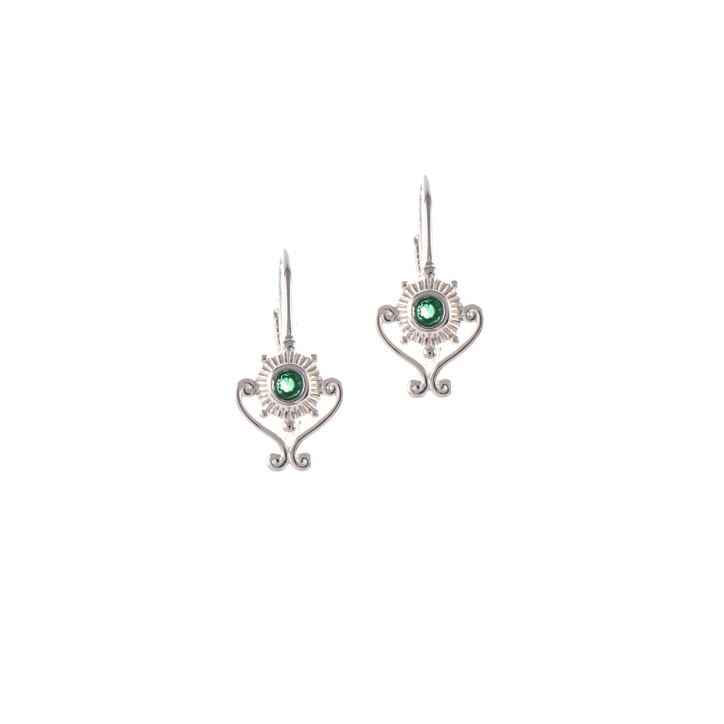 Ohrringe Bouton 925 Silber Zirkonia grün