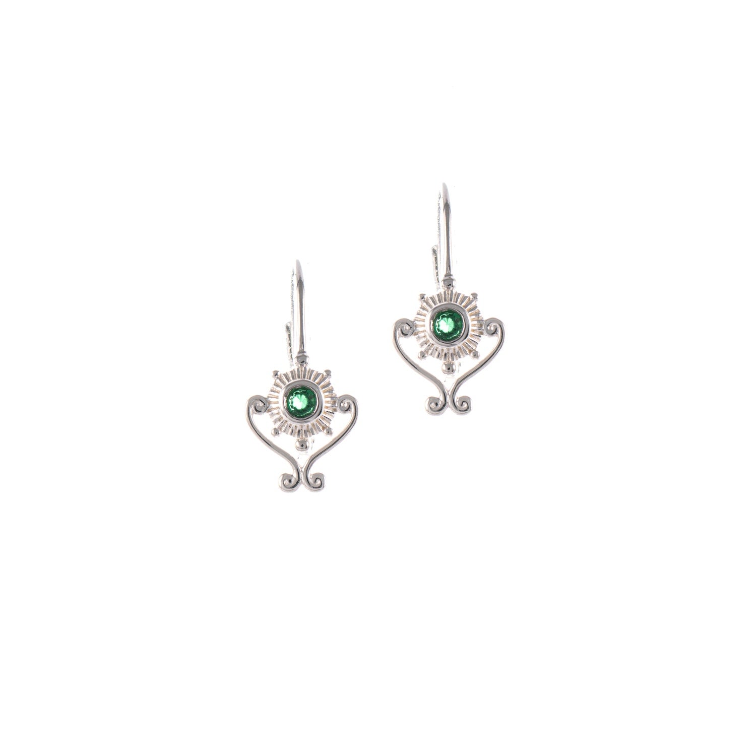 Ohrringe Bouton 925 Silber Zirkonia grün