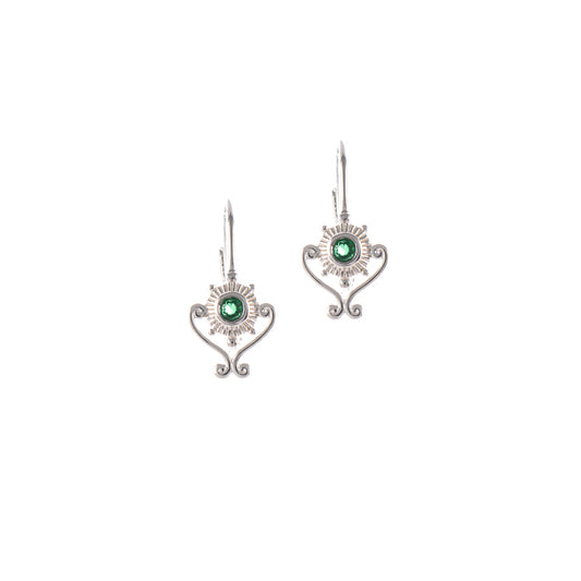 Ohrringe Bouton 925 Silber Zirkonia grün