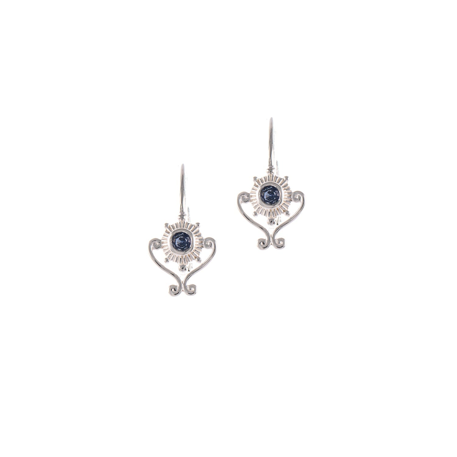 Ohrringe Bouton 925 Silber Zirkonia blau