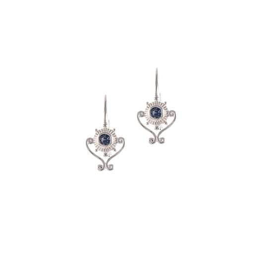 Ohrringe Bouton 925 Silber Zirkonia blau