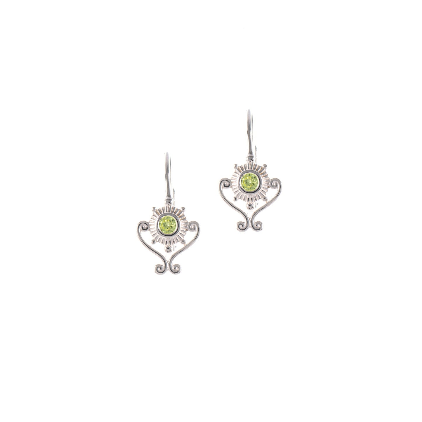 Ohrringe Bouton 925 Silber Zirkonia hellgrün