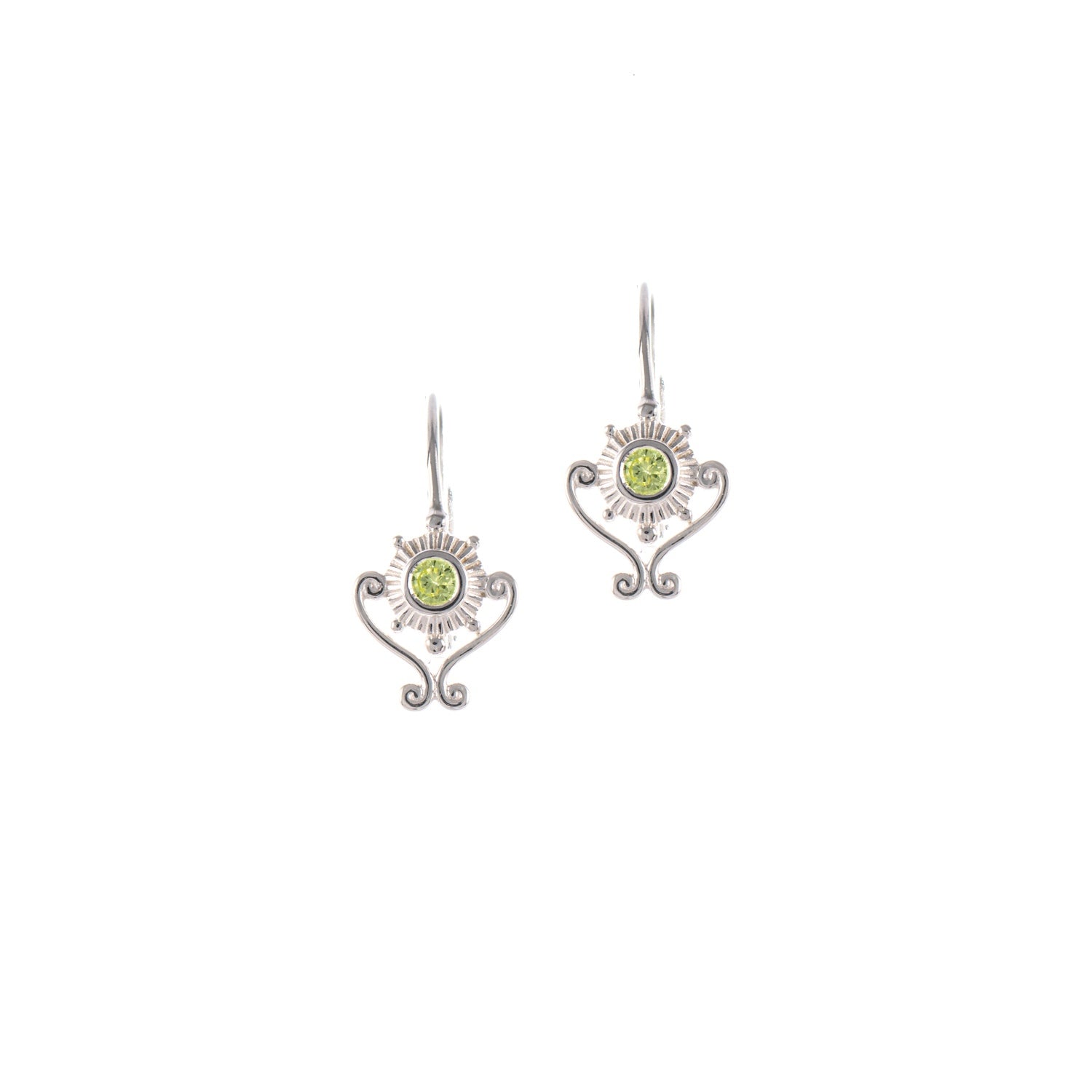 Ohrringe Bouton 925 Silber Zirkonia hellgrün