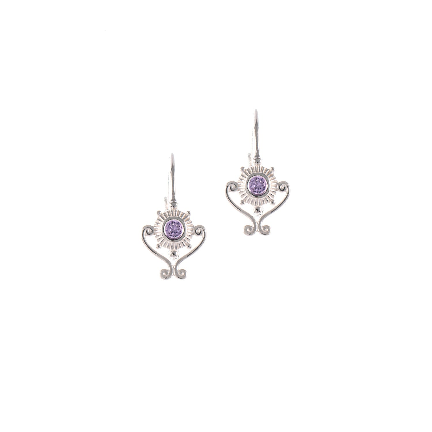 Ohrringe Bouton 925 Silber Zirkonia flieder
