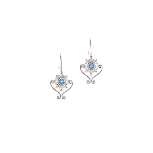 Ohrringe Bouton 925 Silber Zirkonia hellblau