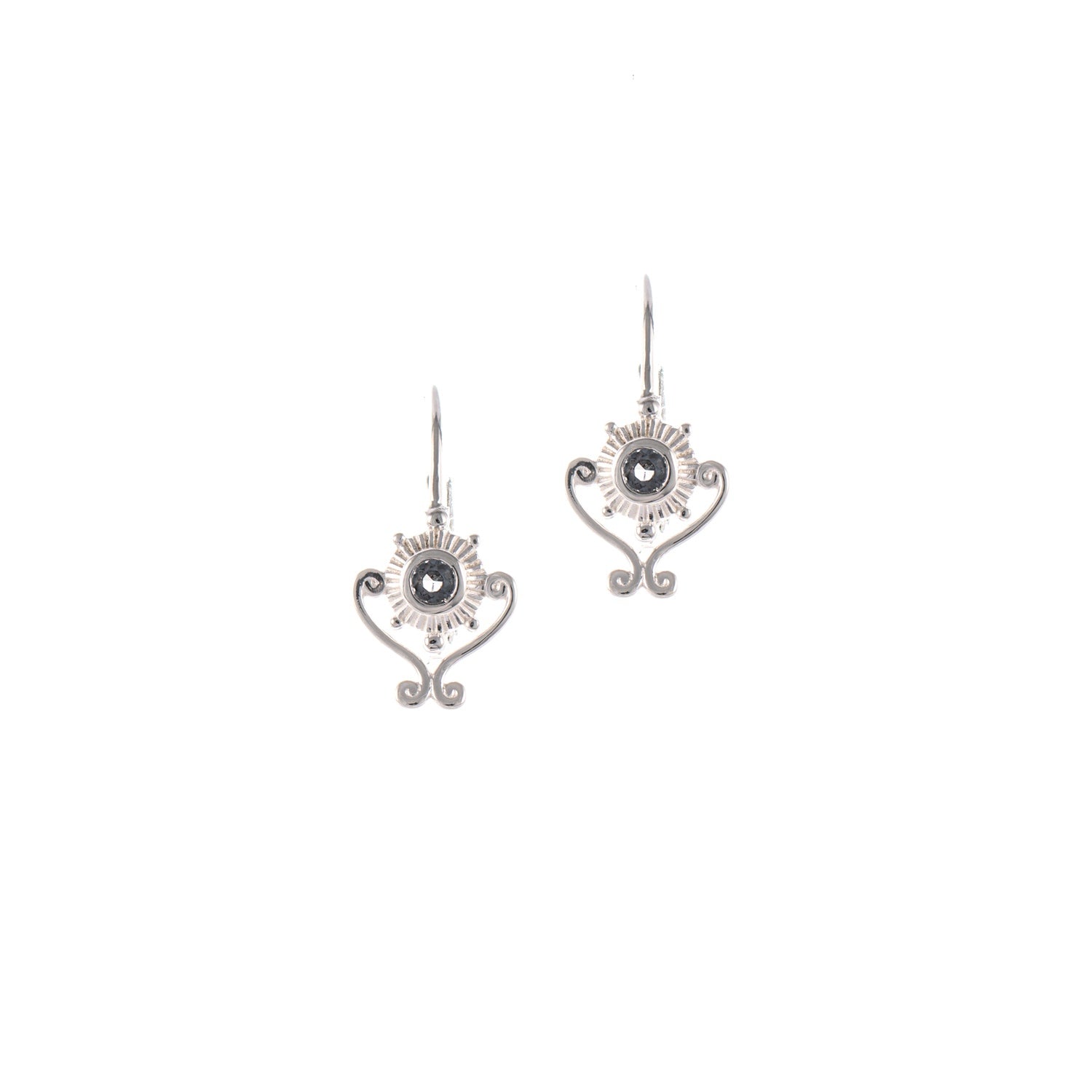 Ohrringe Bouton 925 Silber Zirkonia anthrazit