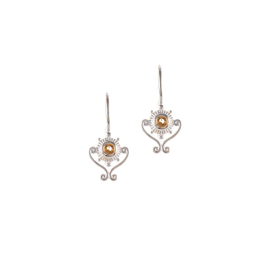 Ohrringe Bouton 925 Silber Zirkonia cognac