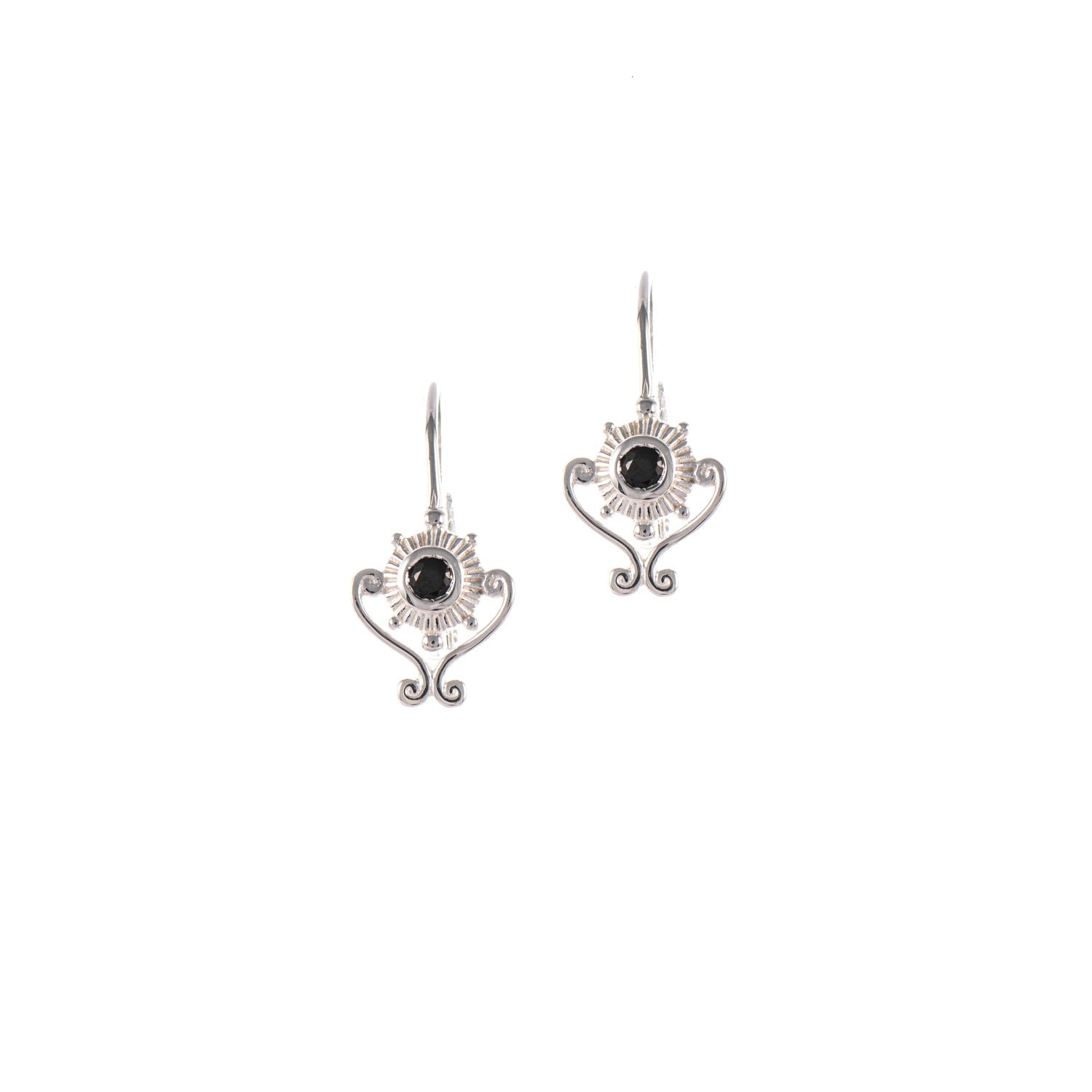 Ohrringe Bouton 925 Silber Zirkonia schwarz