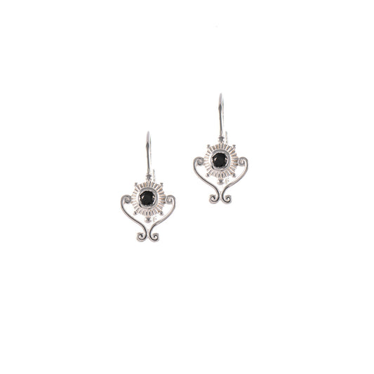 Ohrringe Bouton 925 Silber Zirkonia schwarz