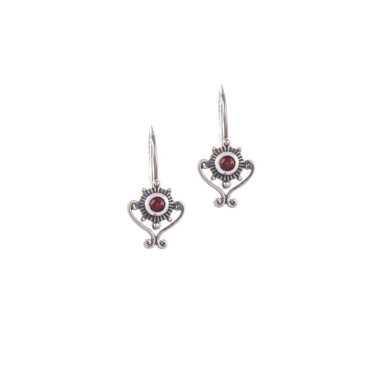 Ohrringe Bouton 925 Silber geschwärzt Granat