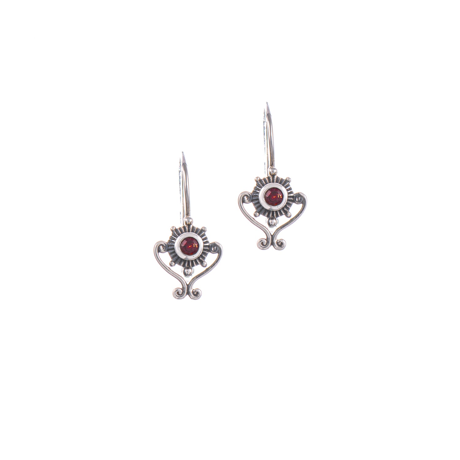 Ohrringe Bouton 925 Silber geschwärzt Granat