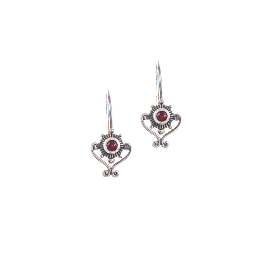 Ohrringe Bouton 925 Silber geschwärzt Granat