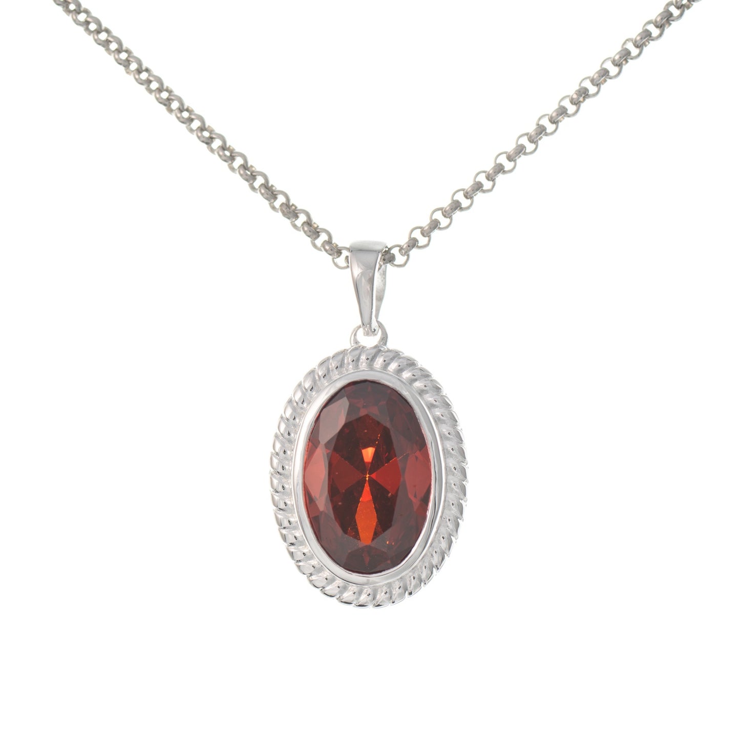 Anhänger mit Kette 925 Silber Zirkonia rot