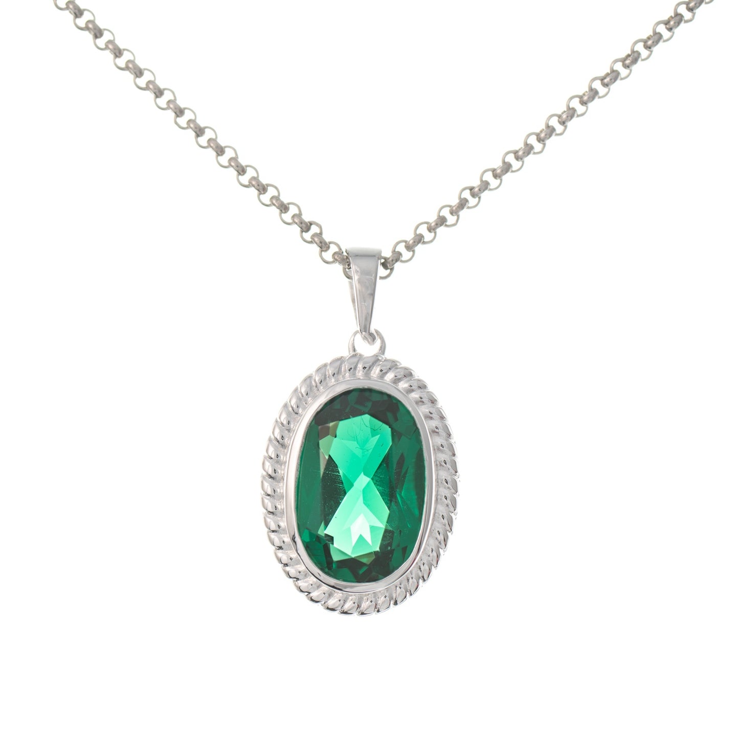 Anhänger mit Kette 925 Silber Zirkonia grün