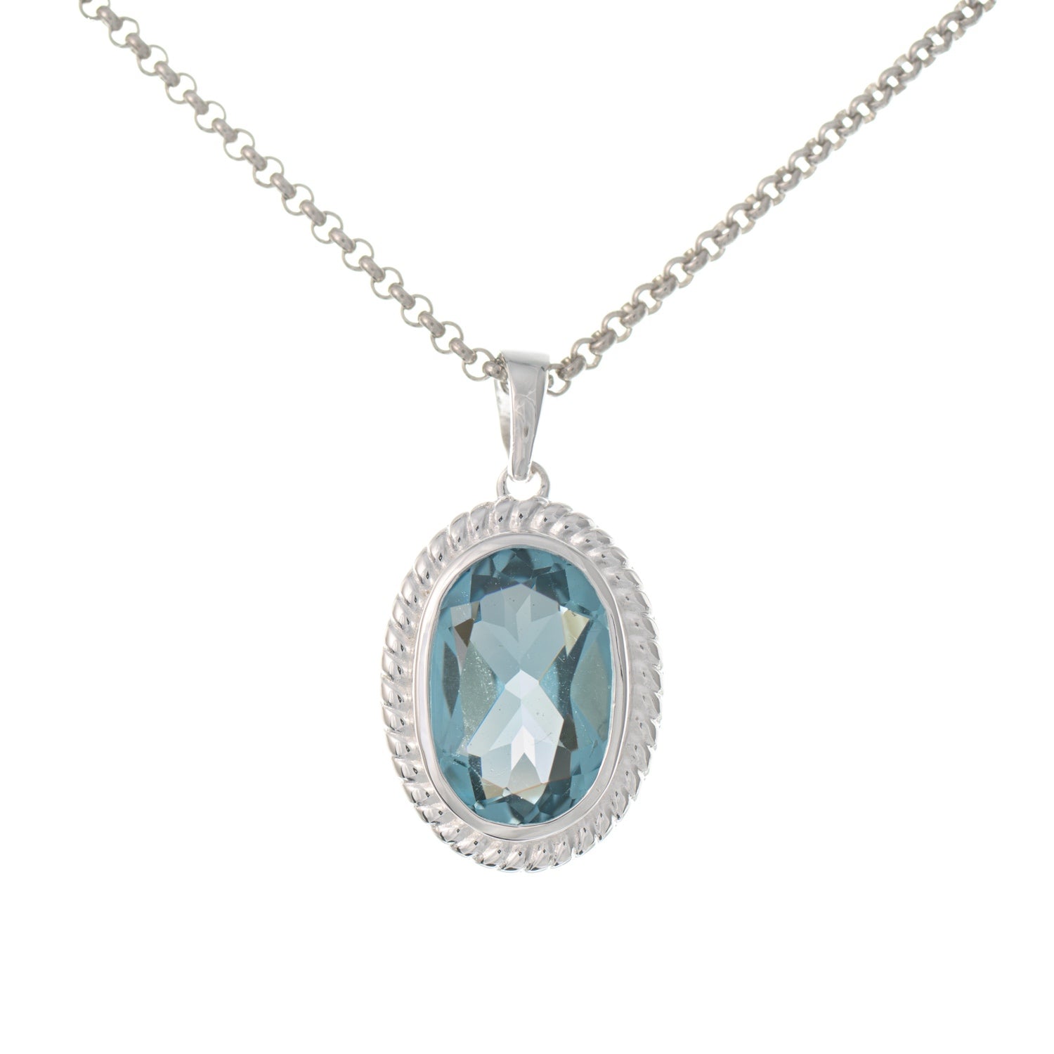 Anhänger mit Kette 925 Silber Zirkonia hellblau