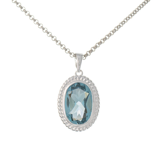 Anhänger mit Kette 925 Silber Zirkonia hellblau