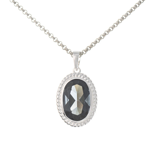 Anhänger mit Kette 925 Silber Zirkonia anthrazit