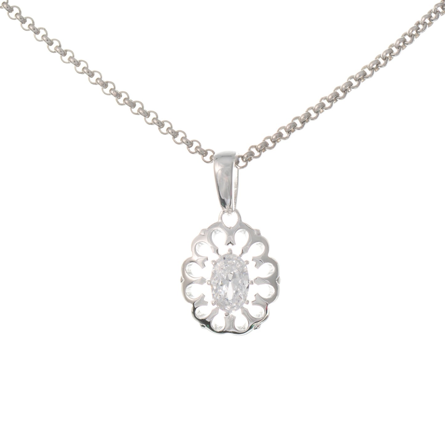 Anhänger mit Kette 925 Silber Zirkonia weiss