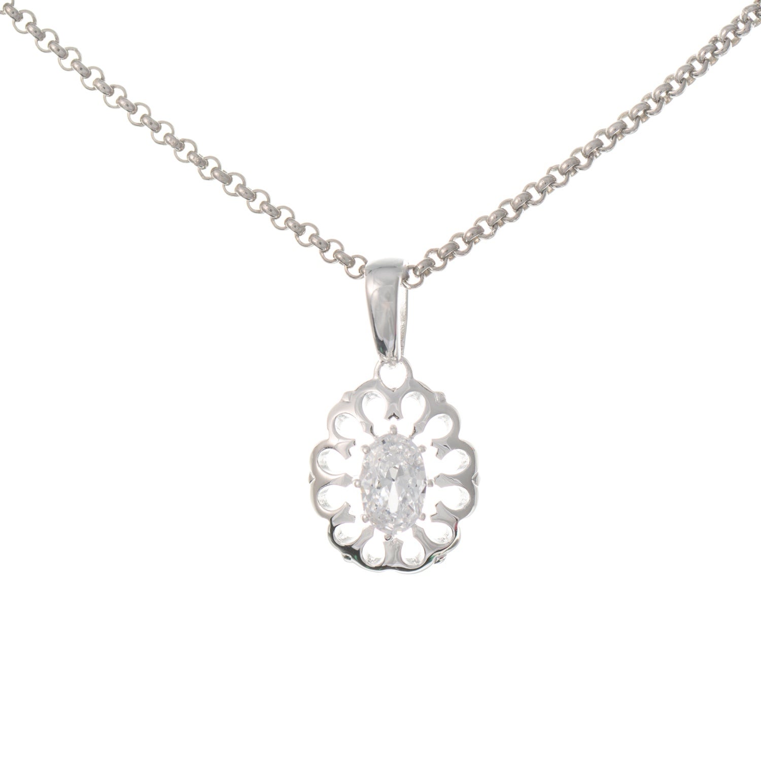 Anhänger mit Kette 925 Silber Zirkonia weiss