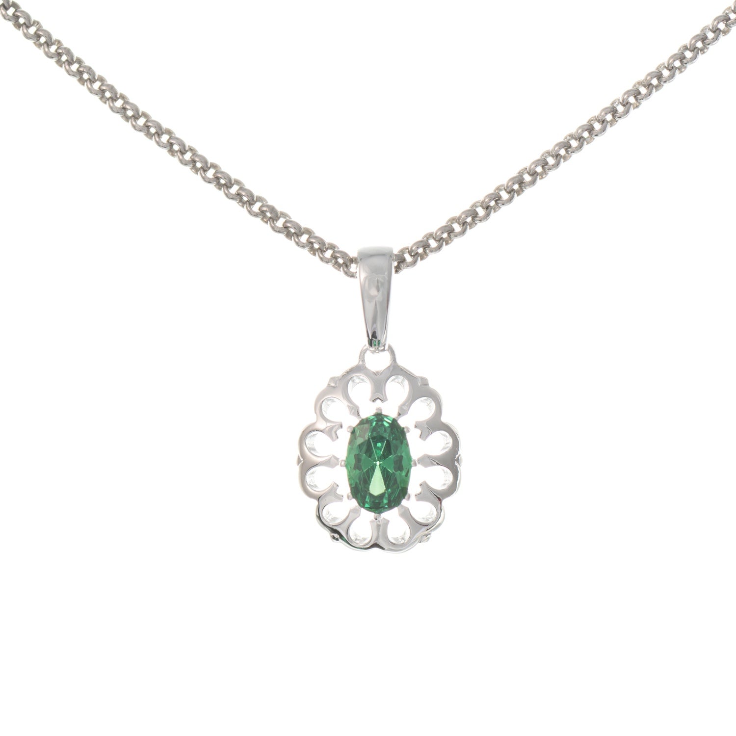 Anhänger mit Kette 925 Silber Zirkonia grün