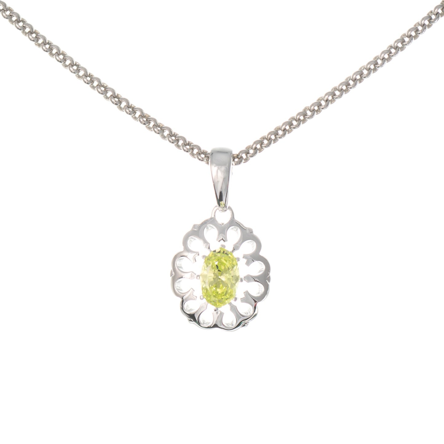 Anhänger mit Kette 925 Silber Zirkonia hellgrün