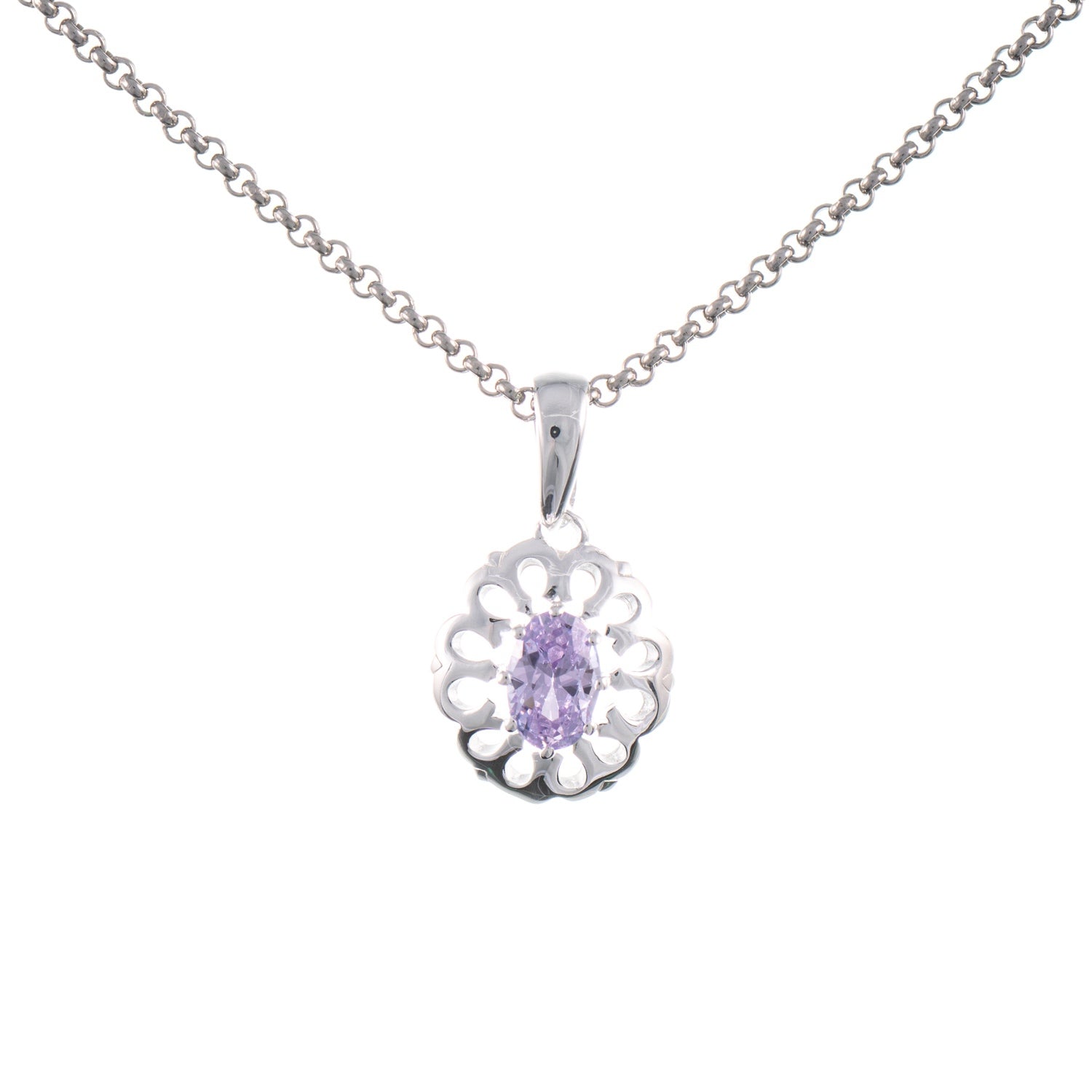 Anhänger mit Kette 925 Silber Zirkonia flieder