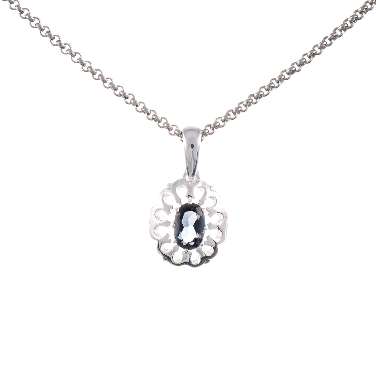 Anhänger mit Kette 925 Silber Zirkonia anthrazit
