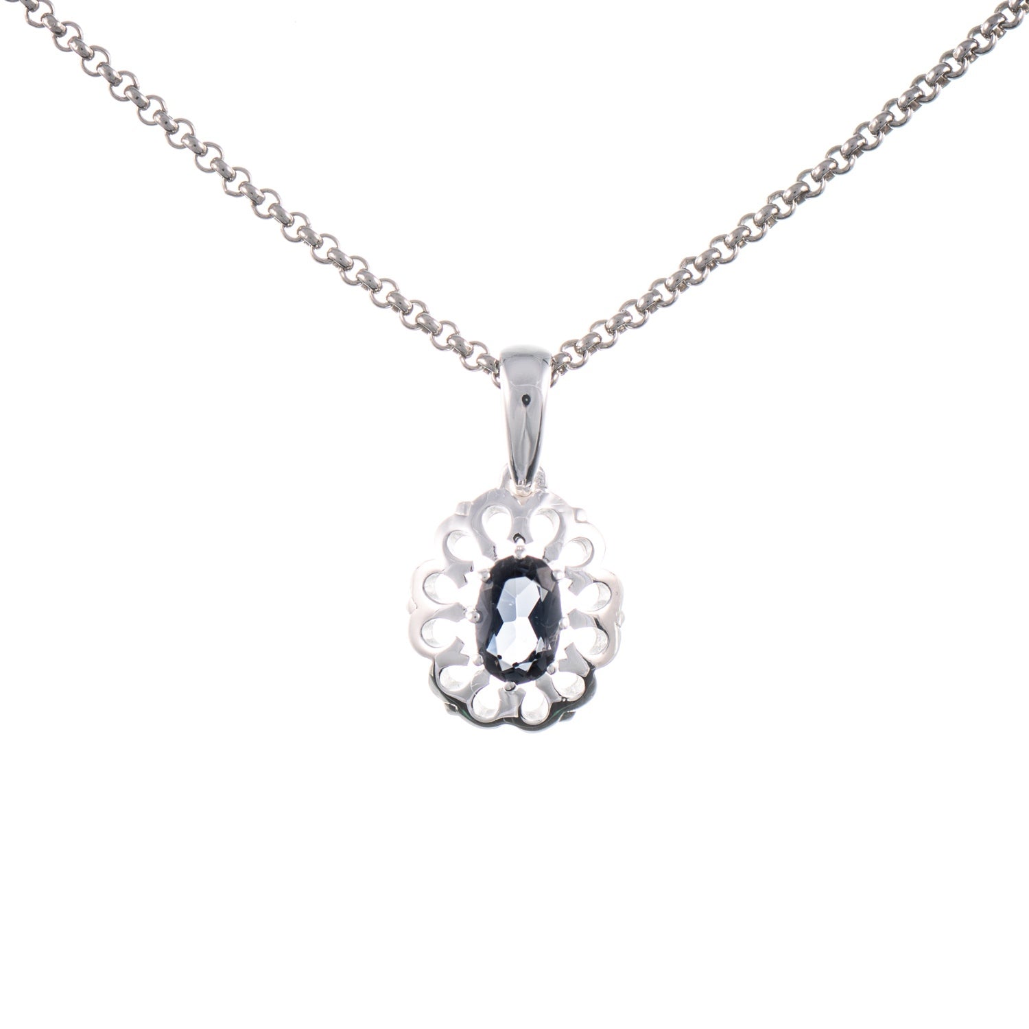 Anhänger mit Kette 925 Silber Zirkonia anthrazit