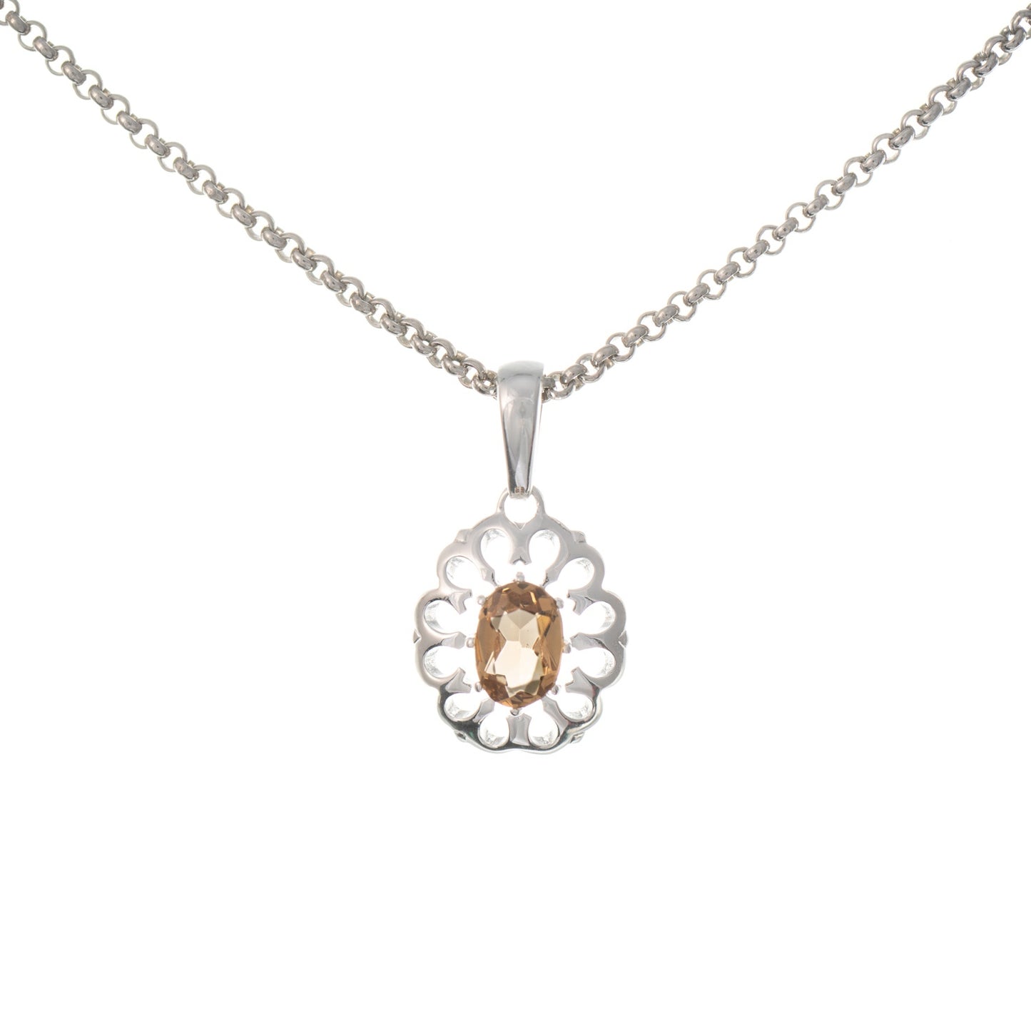 Anhänger mit Kette 925 Silber Zirkonia cognac