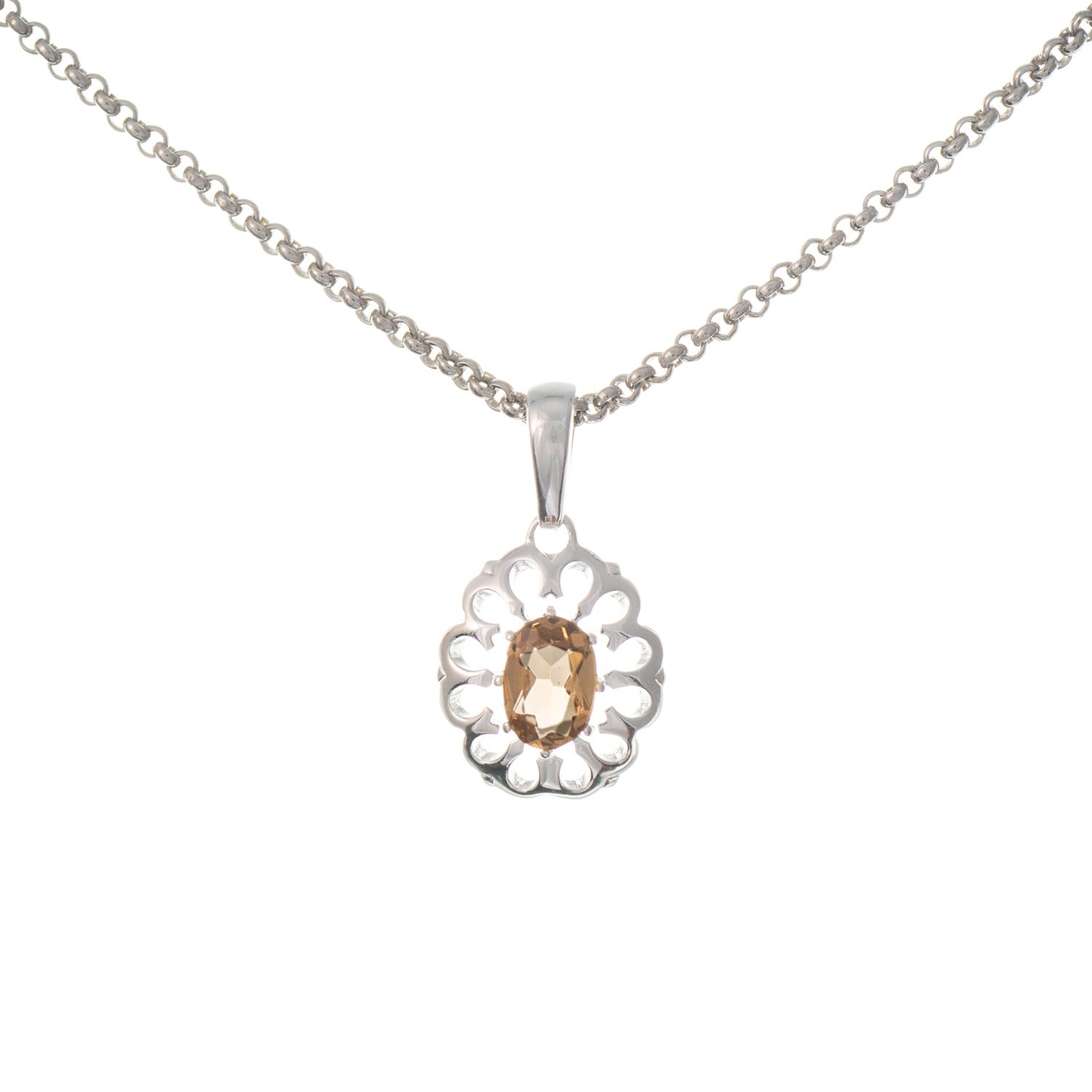 Anhänger mit Kette 925 Silber Zirkonia cognac