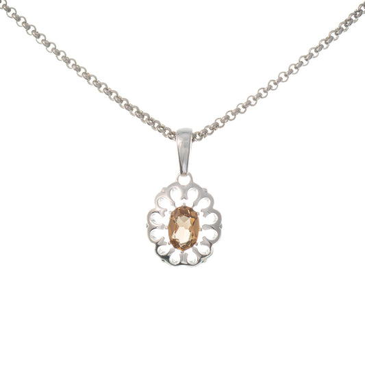 Anhänger mit Kette 925 Silber Zirkonia cognac