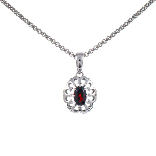 Anhänger mit Kette 925 Silber geschwärzt Granat