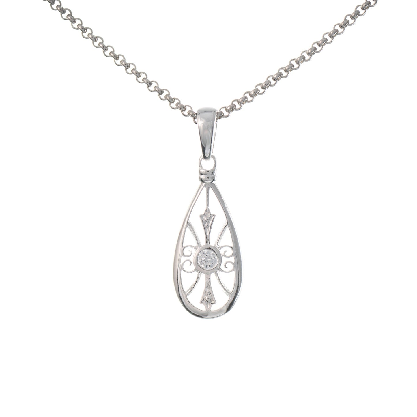 Anhänger mit Kette 925 Silber Zirkonia weiss