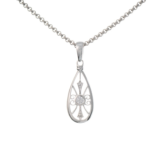 Anhänger mit Kette 925 Silber Zirkonia weiss