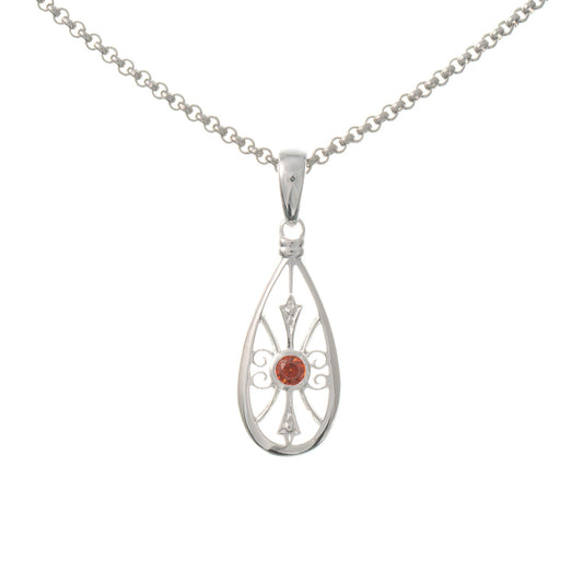 Anhänger mit Kette 925 Silber Zirkonia rot