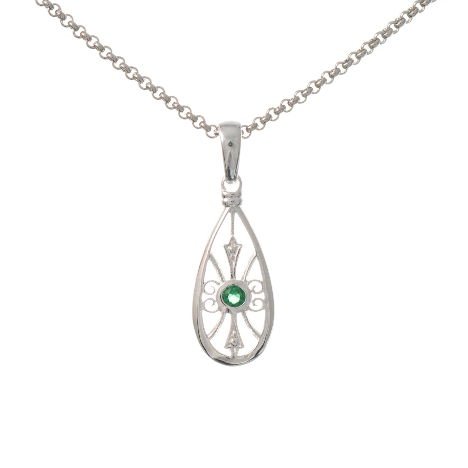 Anhänger mit Kette 925 Silber Zirkonia grün
