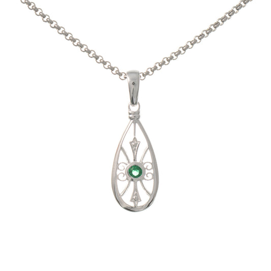 Anhänger mit Kette 925 Silber Zirkonia grün