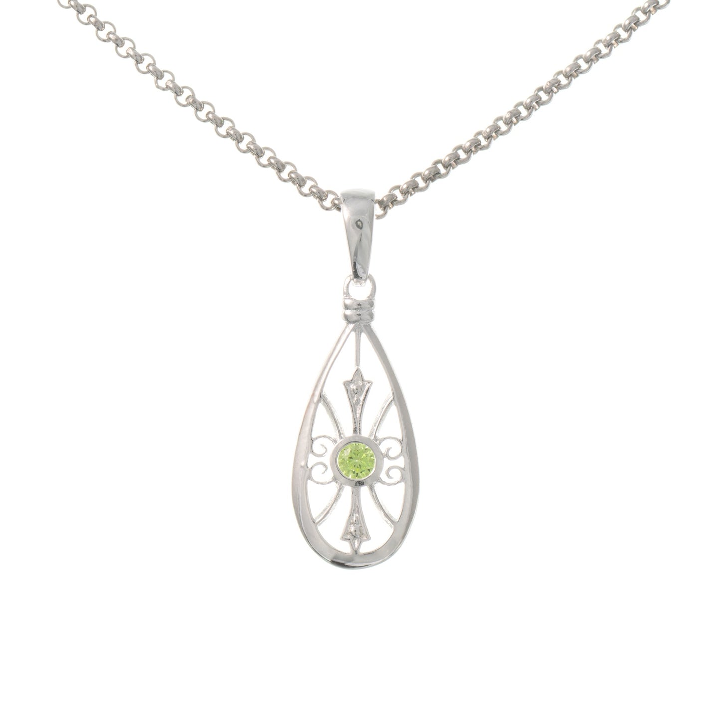 Anhänger mit Kette 925 Silber Zirkonia hellgrün
