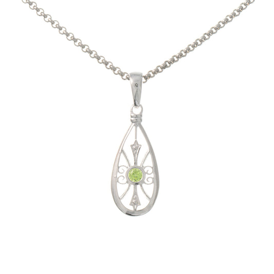 Anhänger mit Kette 925 Silber Zirkonia hellgrün