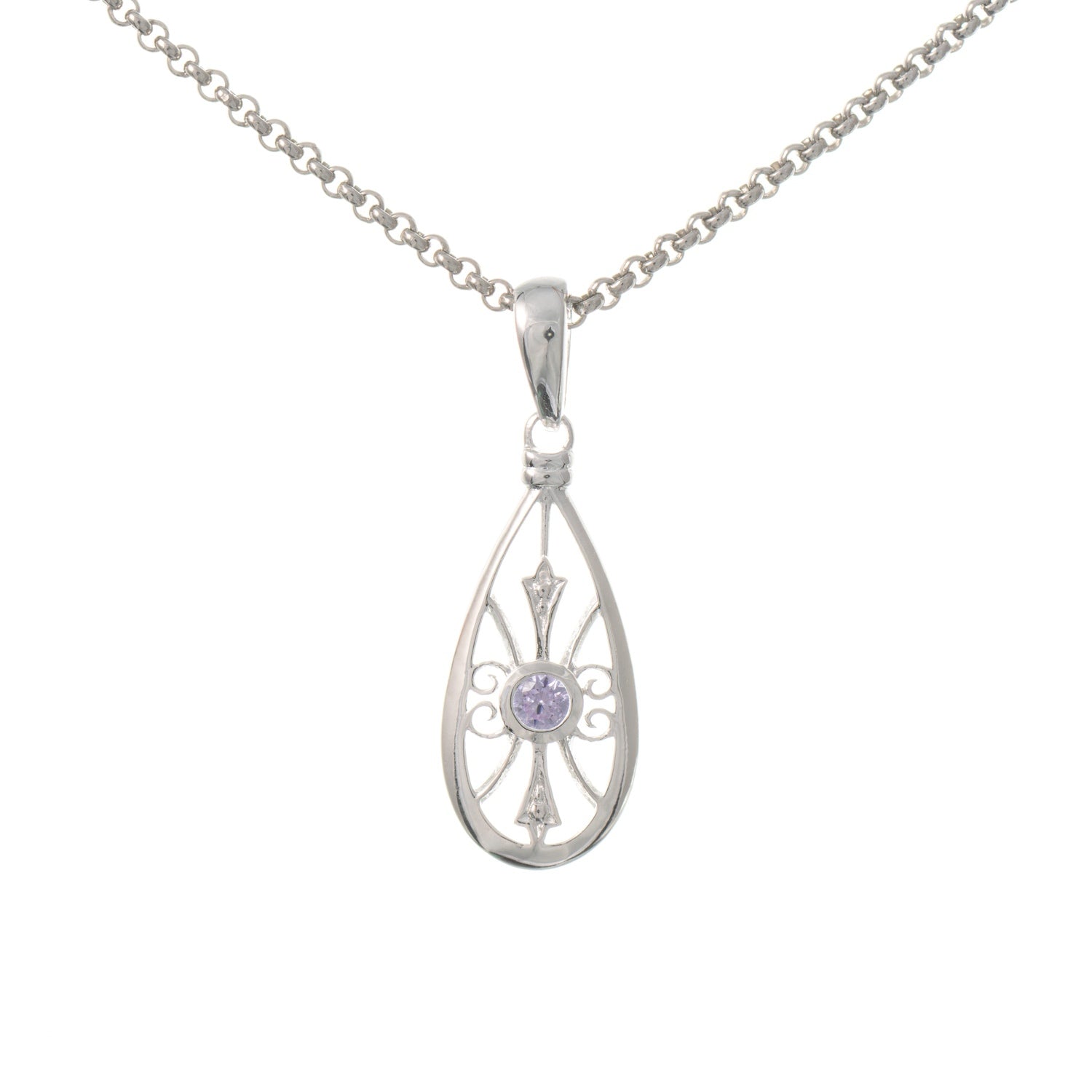 Anhänger mit Kette 925 Silber Zirkonia flieder