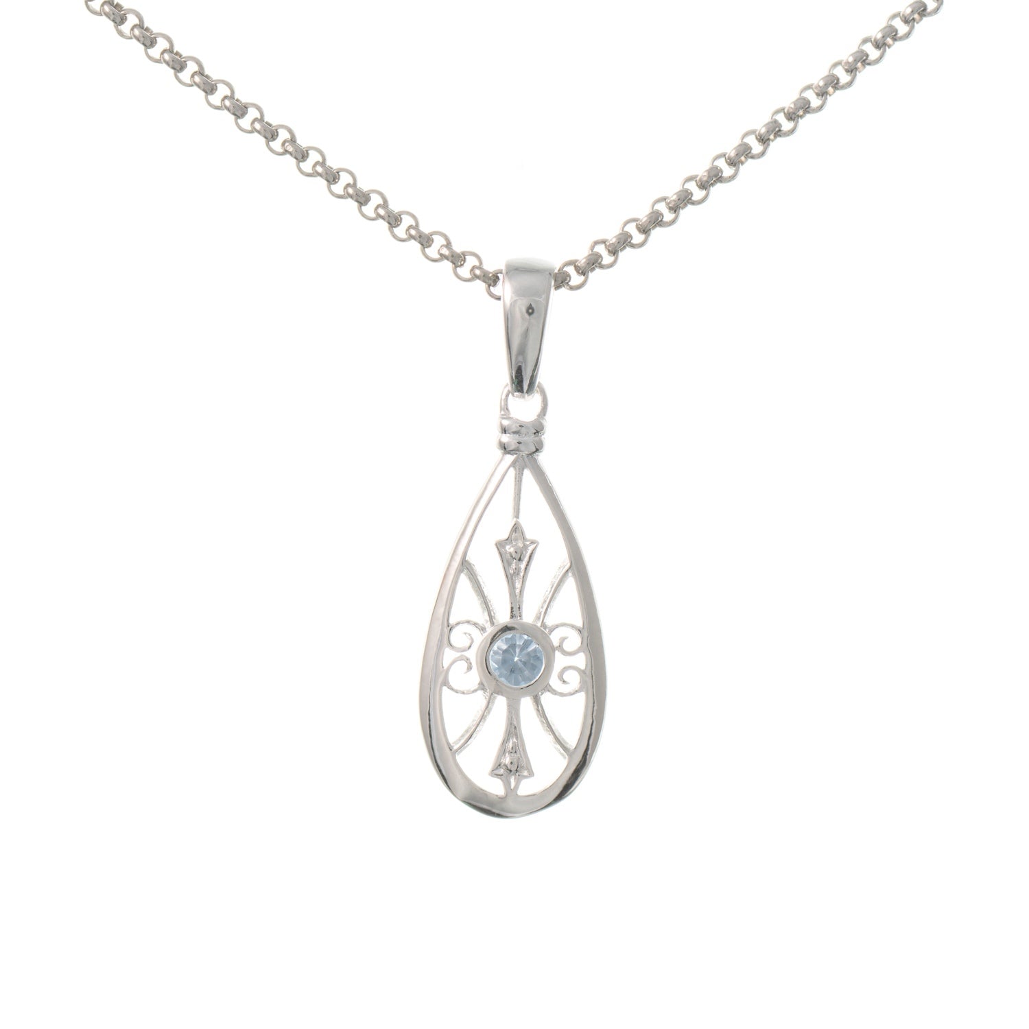 Anhänger mit Kette 925 Silber Zirkonia hellblau