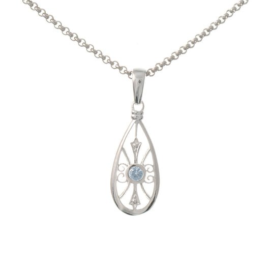 Anhänger mit Kette 925 Silber Zirkonia hellblau