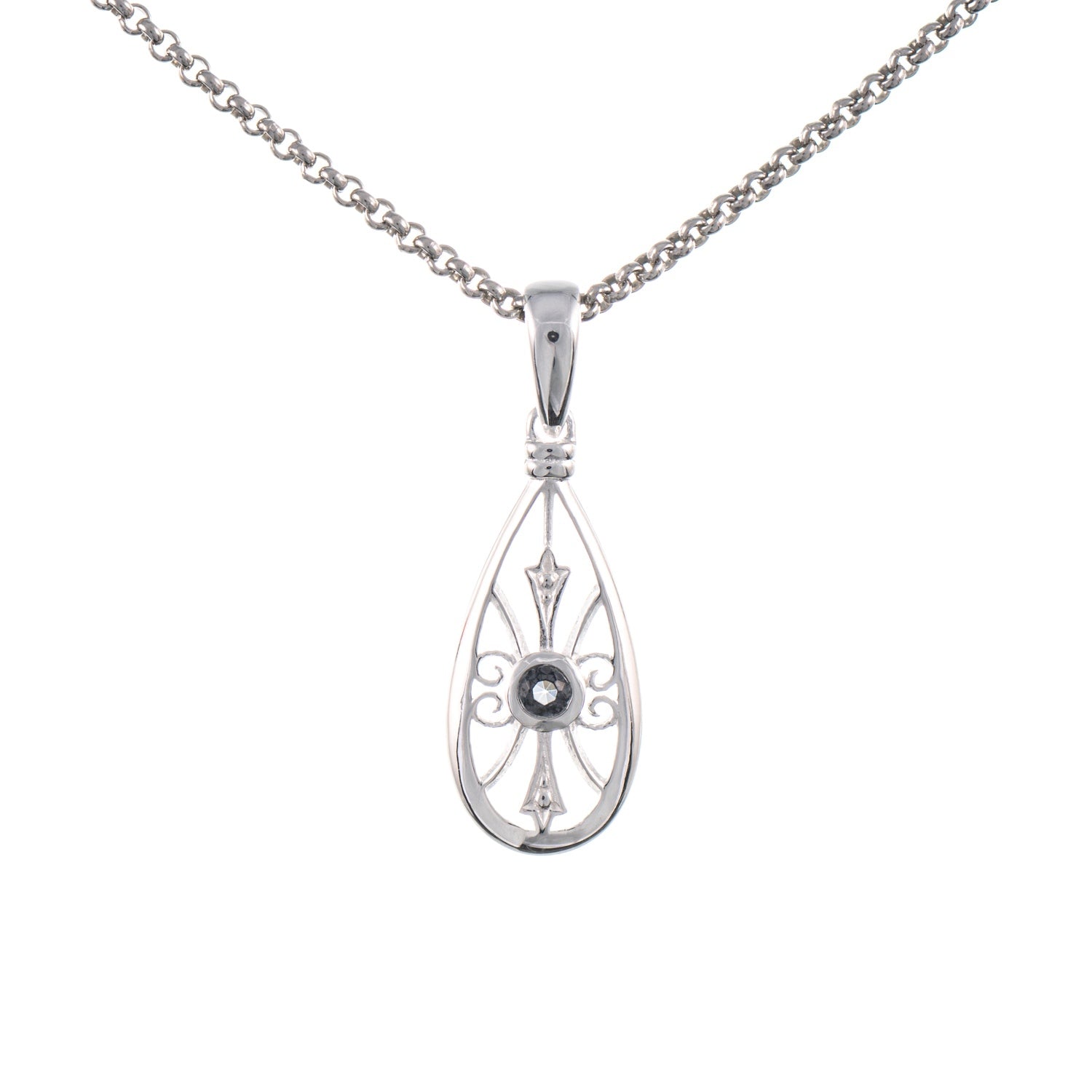 Anhänger mit Kette 925 Silber Zirkonia anthrazit