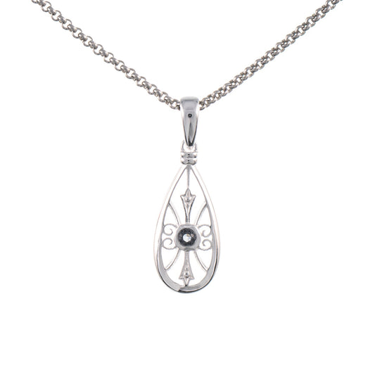 Anhänger mit Kette 925 Silber Zirkonia anthrazit