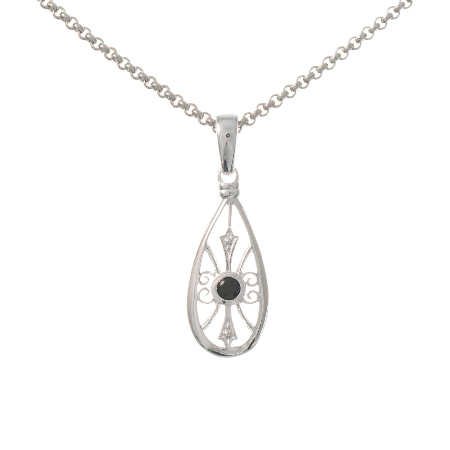 Anhänger mit Kette 925 Silber Zirkonia schwarz