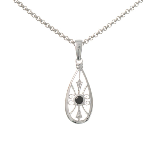 Anhänger mit Kette 925 Silber Zirkonia schwarz