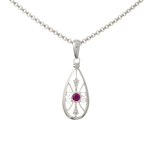 Anhänger mit Kette 925 Silber Zirkonia beere