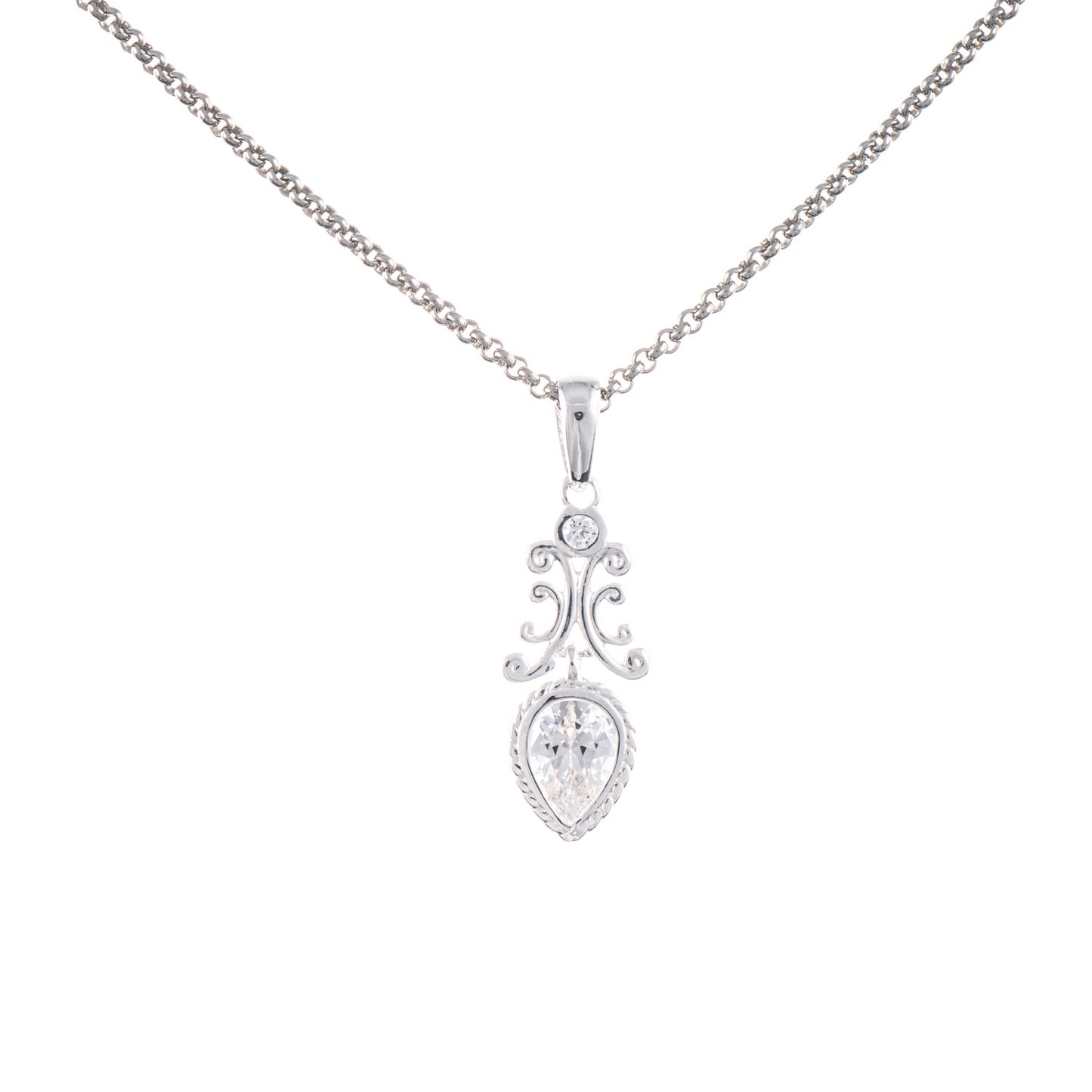 Anhänger mit Kette 925 Silber Zirkonia weiss