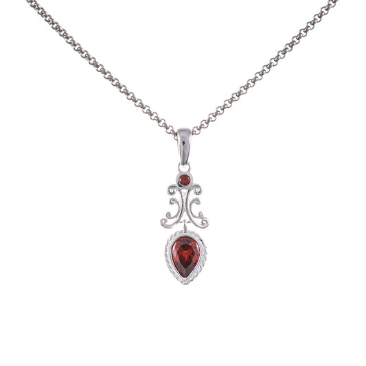 Anhänger mit Kette 925 Silber Zirkonia rot