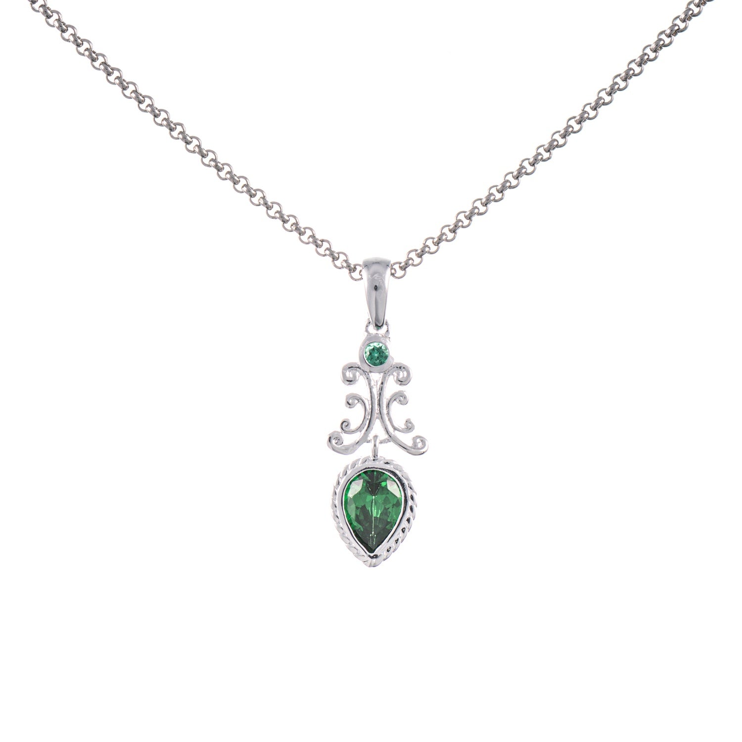 Anhänger mit Kette 925 Silber Zirkonia grün